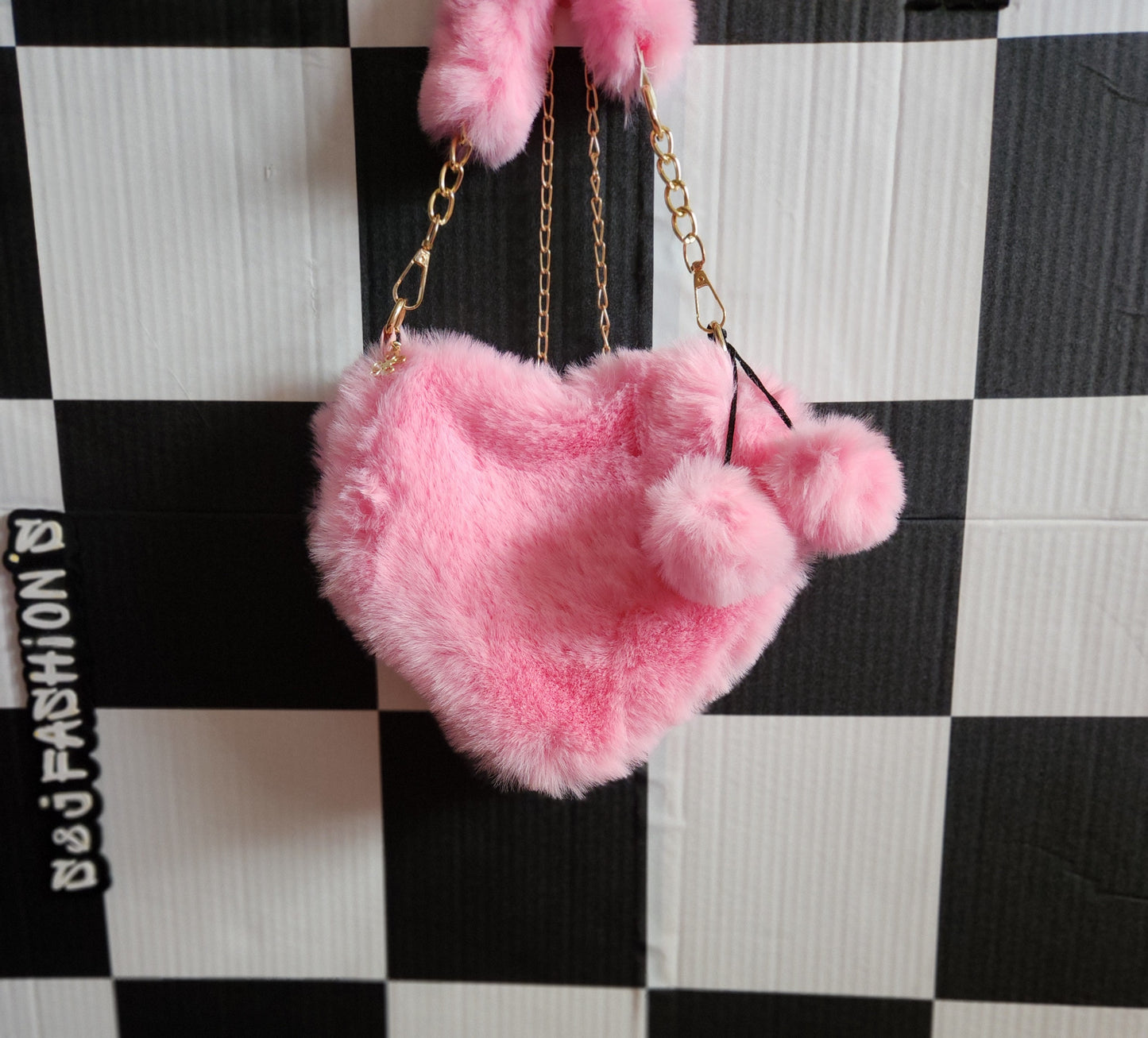 Pink Furry Heart Bag Valentines