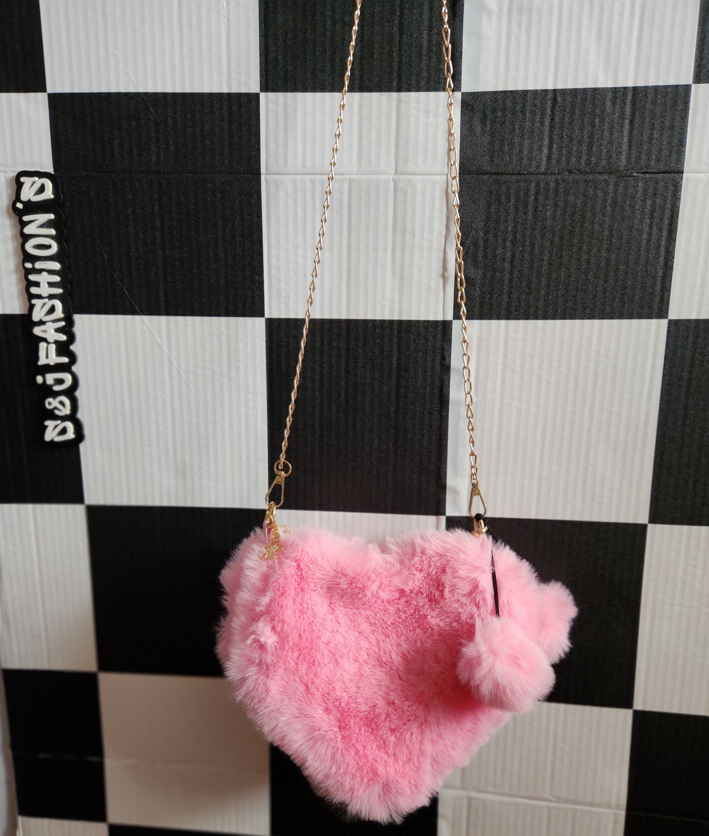 Pink Furry Heart Bag Valentines