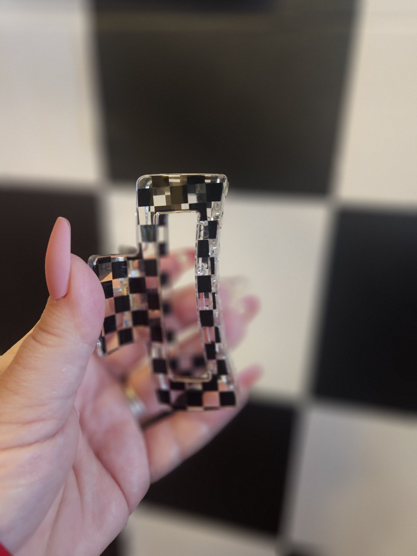 Clear Checker Claw Clip