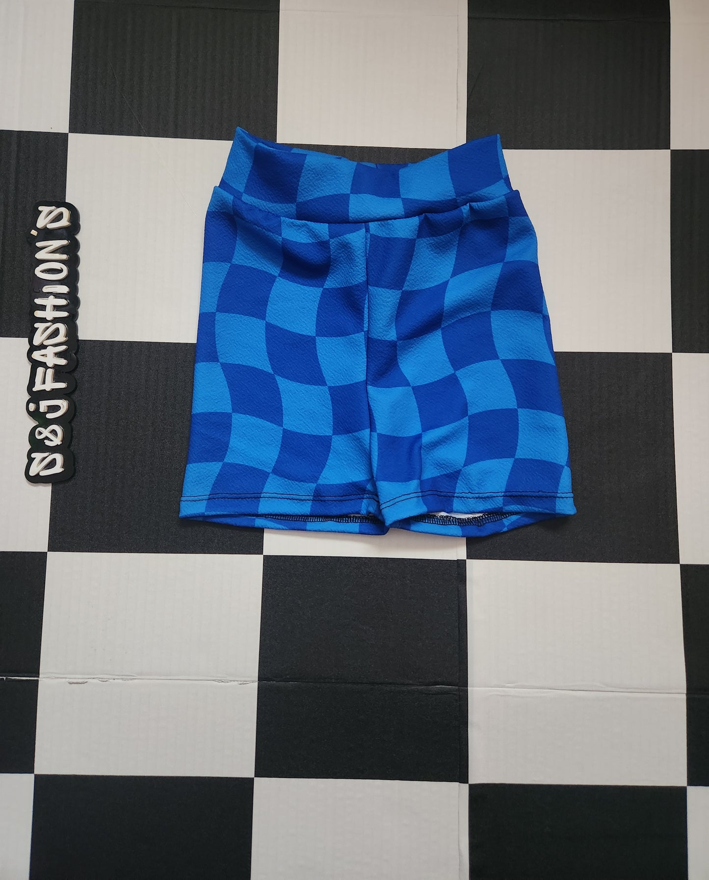 Blue Wavy Checker Handmade