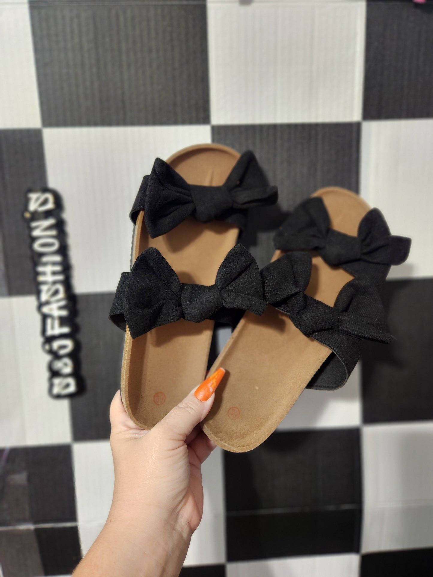 Black Bow Womens Sandals