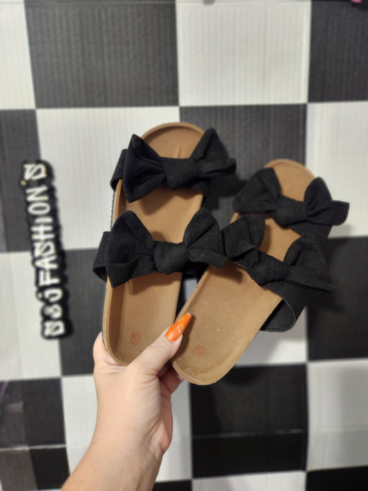 Black Bow Womens Sandals