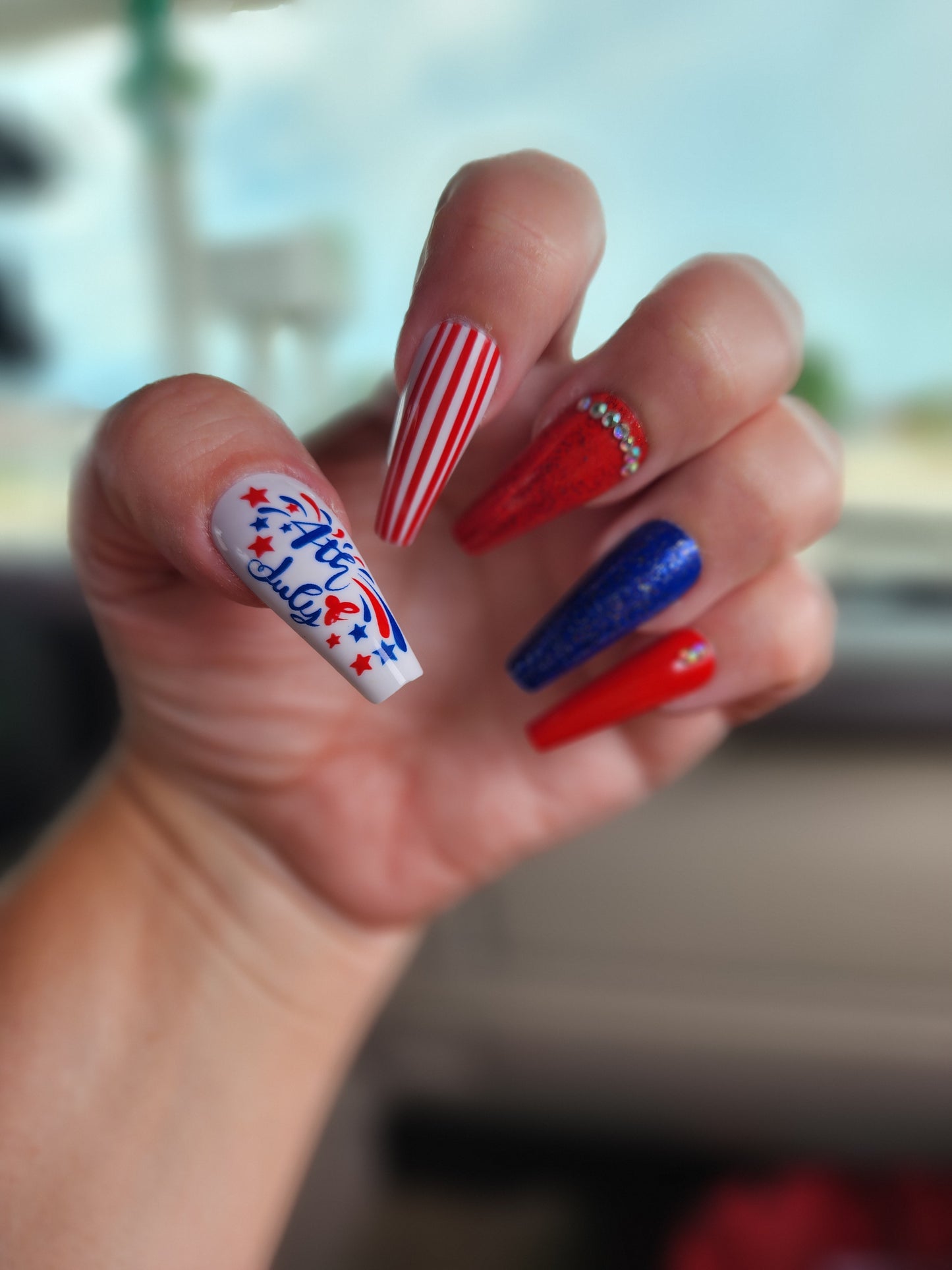 4th of July Long Nails