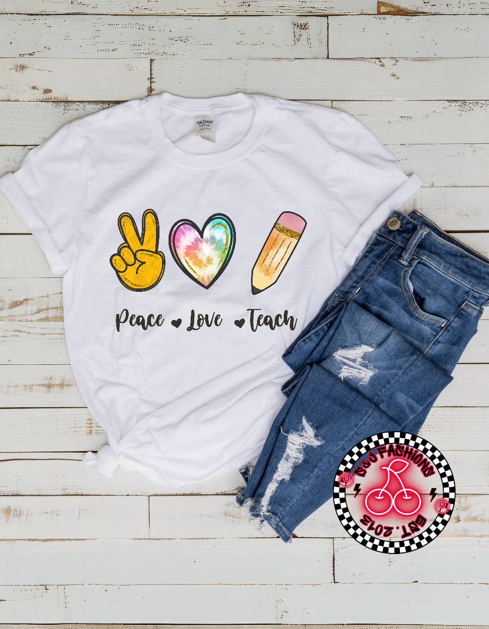 Peace Love Teach Ladies Shirt School