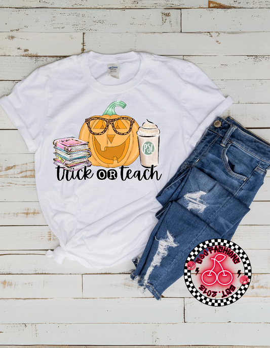 Trick or Teach Halloween Ladies Shirt