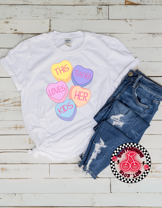 This Teacher Loves Her Kids Ladies Shirt Valentines
