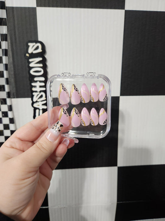 Pink Cheetah Short Nails