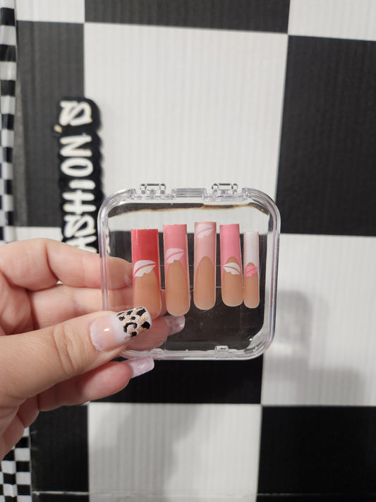 Pink Kiss Kiss Long Nails