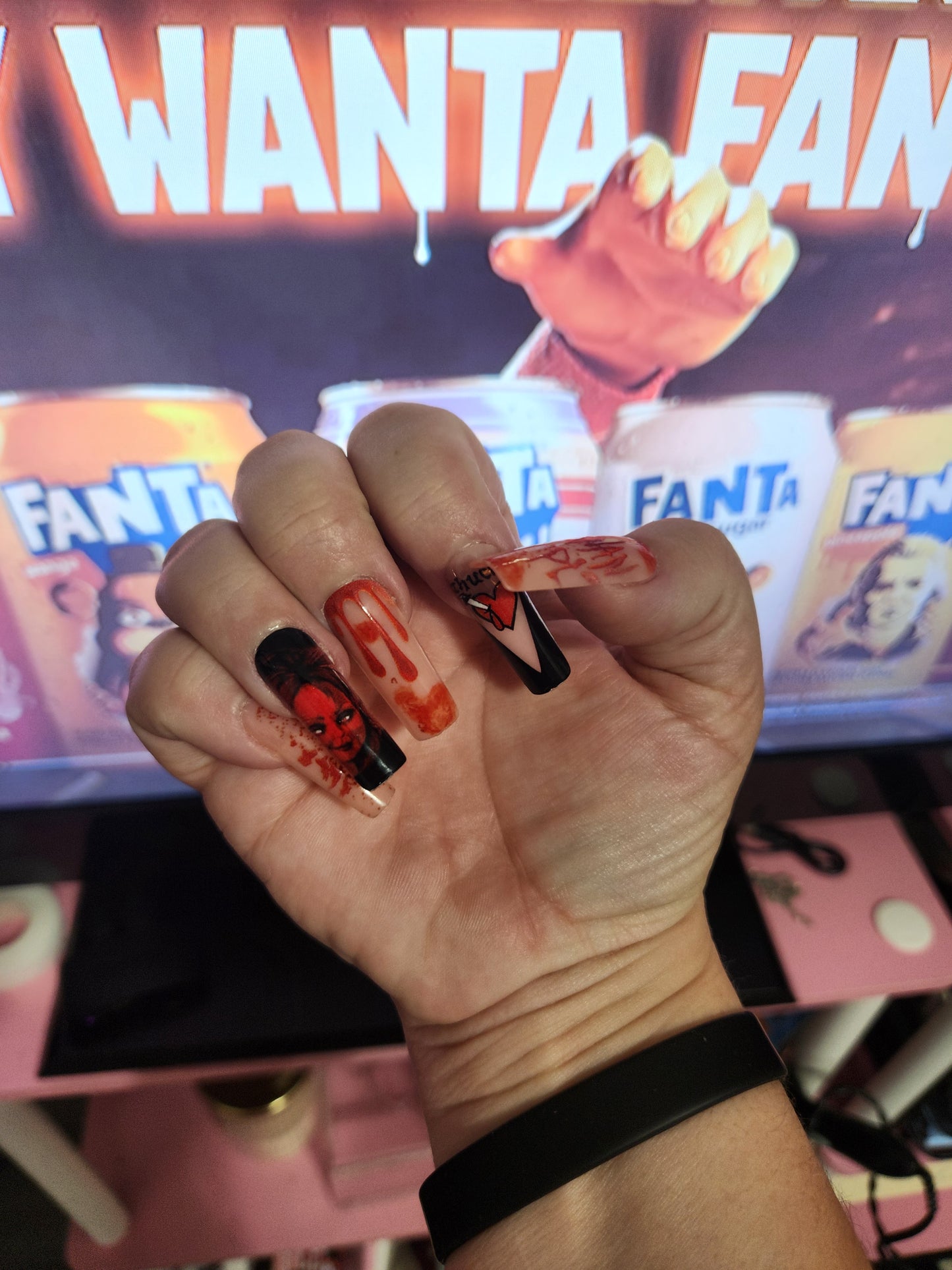Chucky Halloween Long Nails