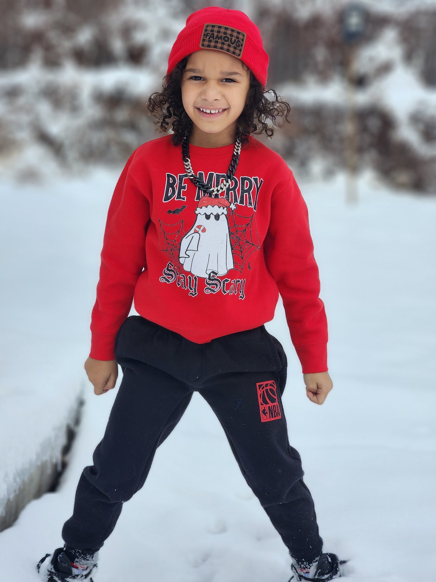 Be Merry Stay Spooky Christmas Boys Shirt Girls Shirt Ladies Shirt Mens Shirt