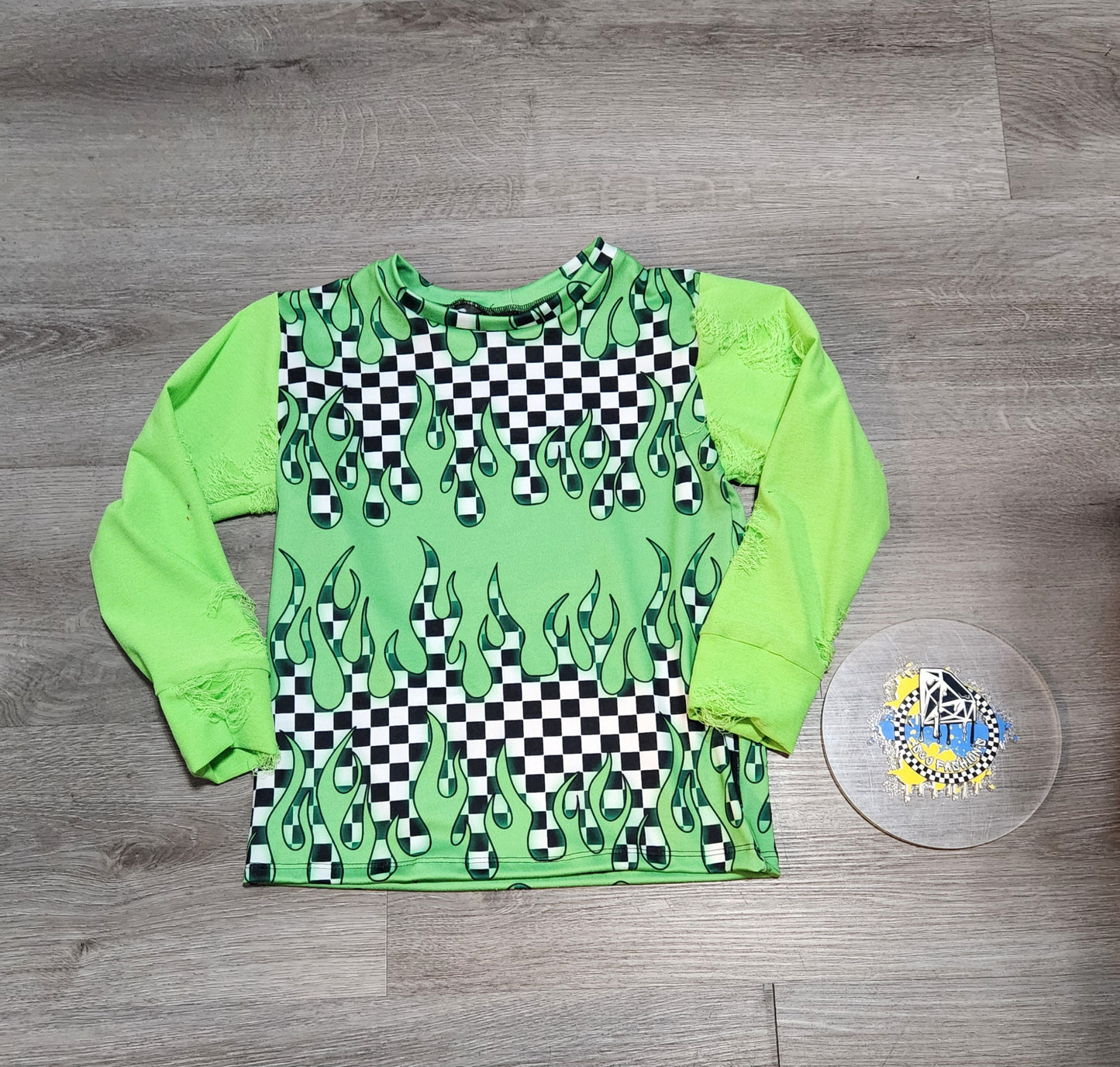 Lime Green Flame Handmade