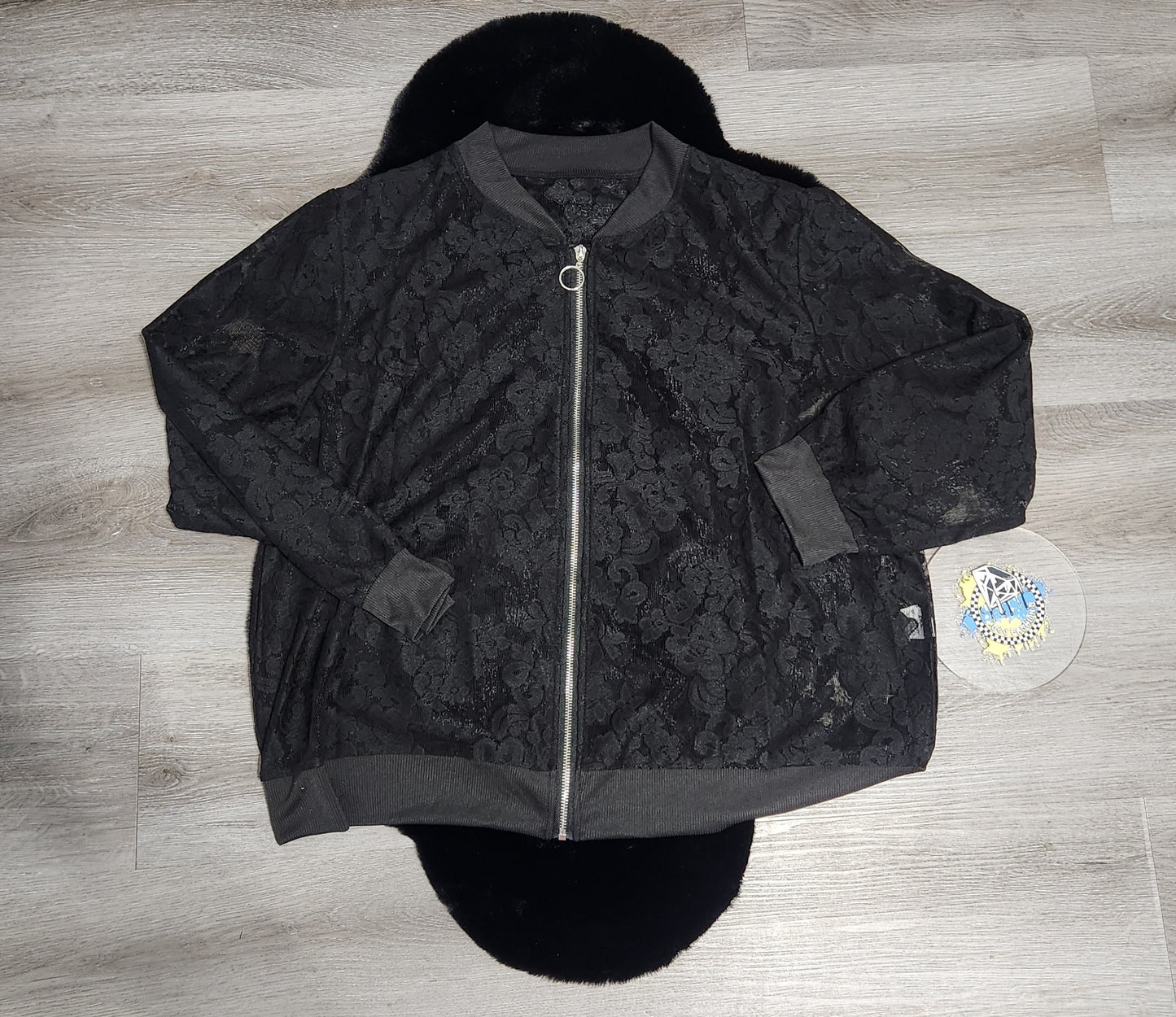 Black Lace Long Sleeve Jacket Plus Size