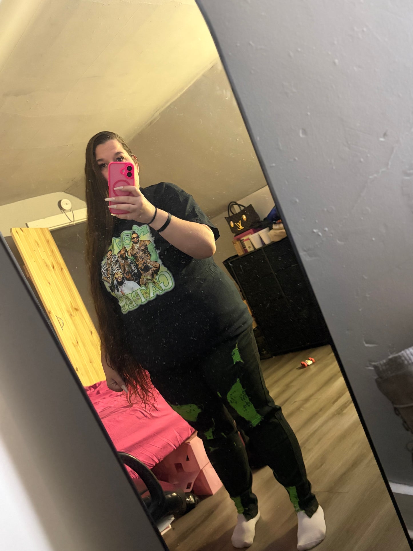 Green Distressed Plus Size Jeans