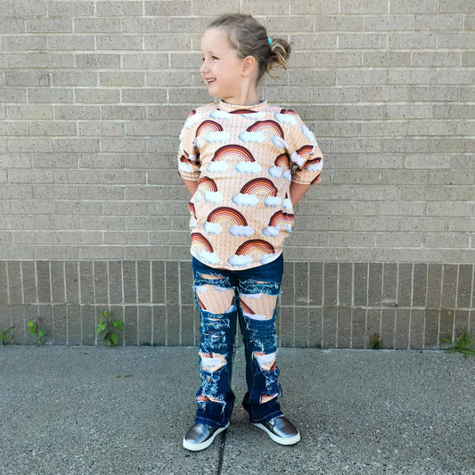Fall Rainbow Girls Distressed Jeans