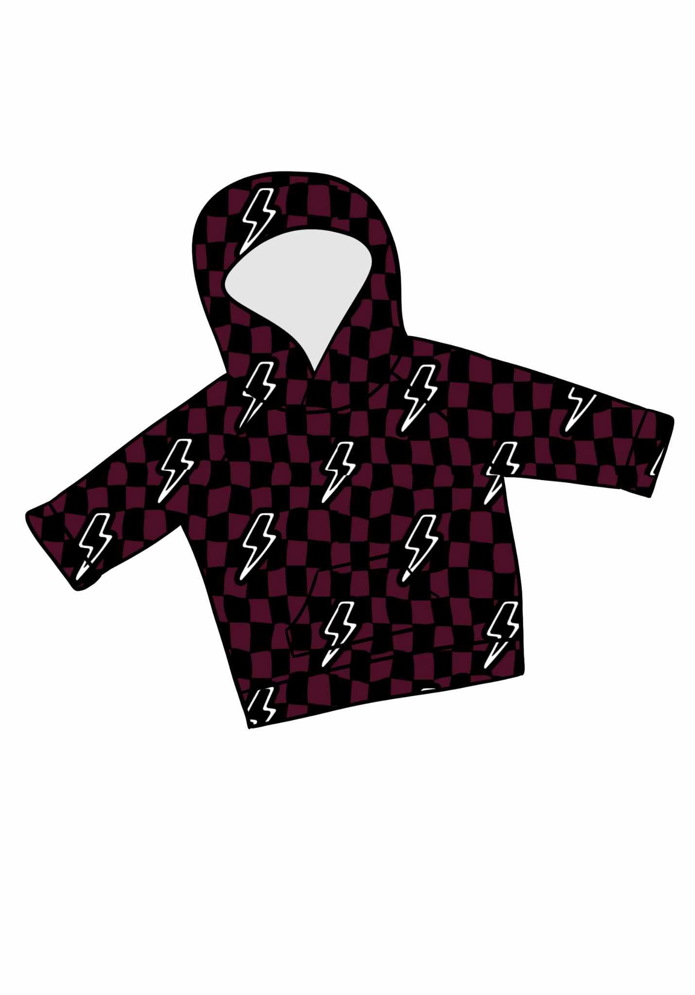 Burgundy Checker Bolt Handmade