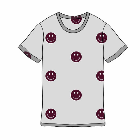 Burgundy Smiley Handmade