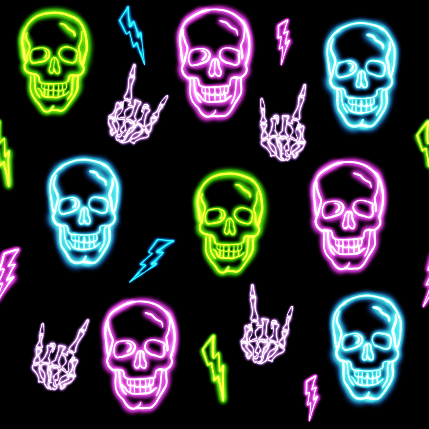 Neon Skulls Handmade