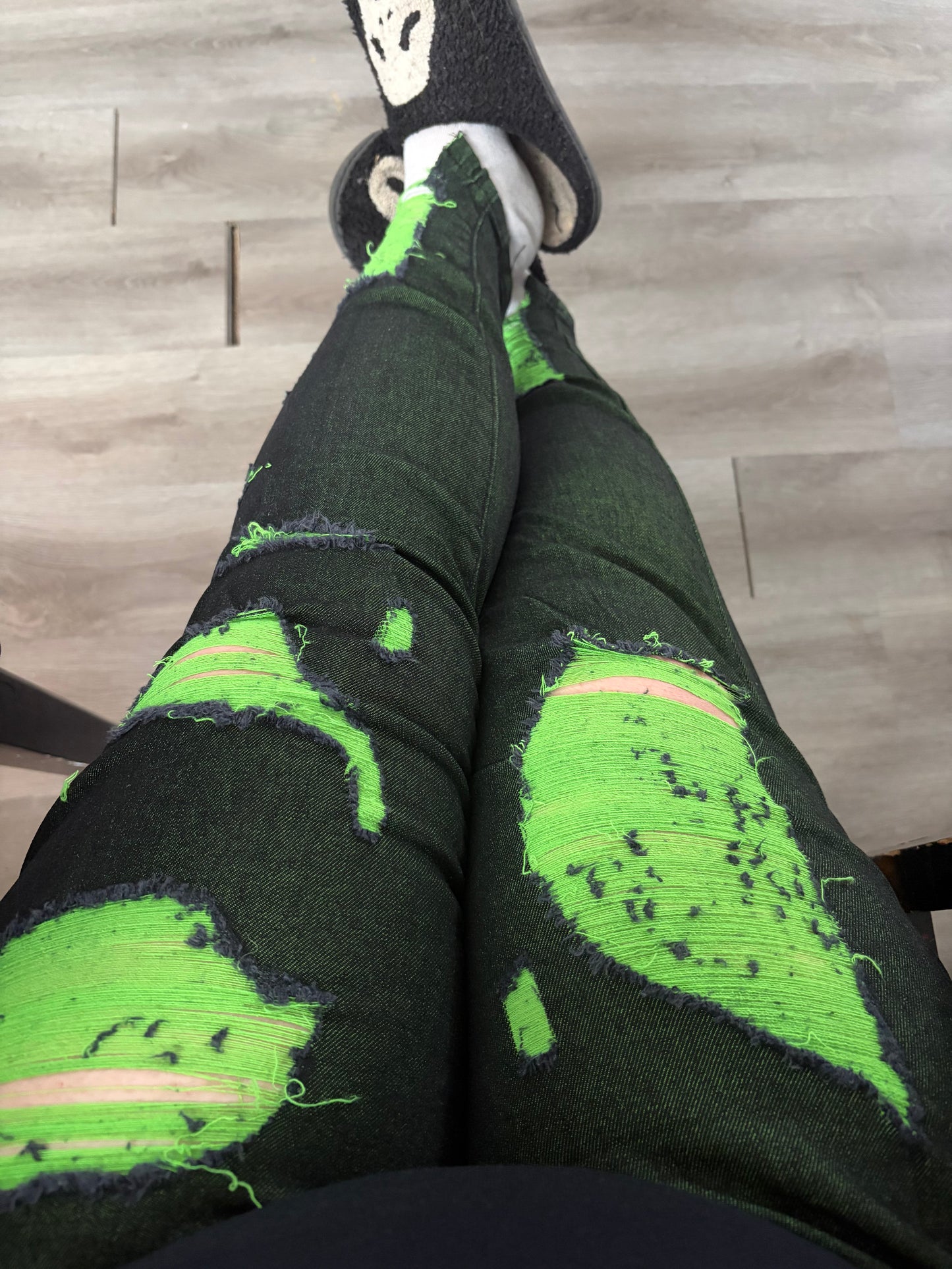 Green Distressed Plus Size Jeans