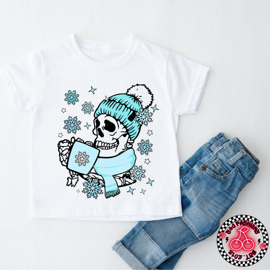 Skully Coffee Winter Ladies Shirt Girls Shirt