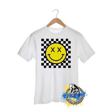 Checker Smiley Face Girls Shirt Boys Shirt Ladies Shirt Mens Shirt