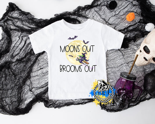 Moons Out Brooms Out Halloween Girls Shirt