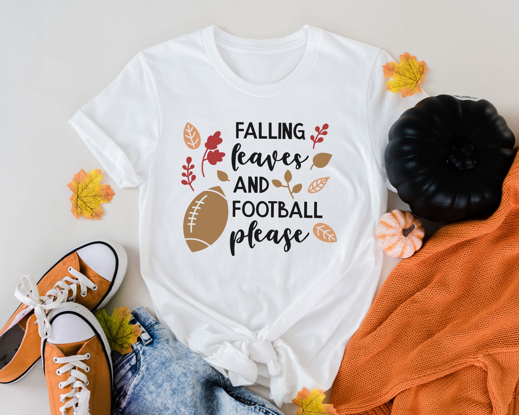 Falling Leaves and Football Please Girls Shirt Boys Shirt Fall