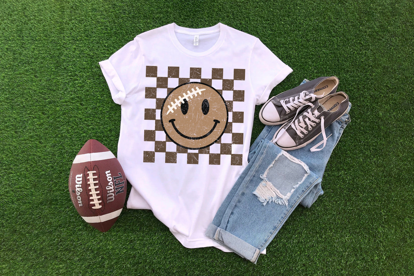 Football Smiley Face Boys Shirt Girls Shirt Ladies Shirt Mens Shirt