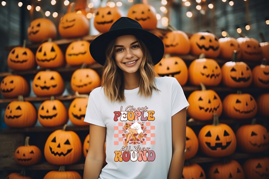 I Ghost People All Year Round Halloween Ladies Shirt