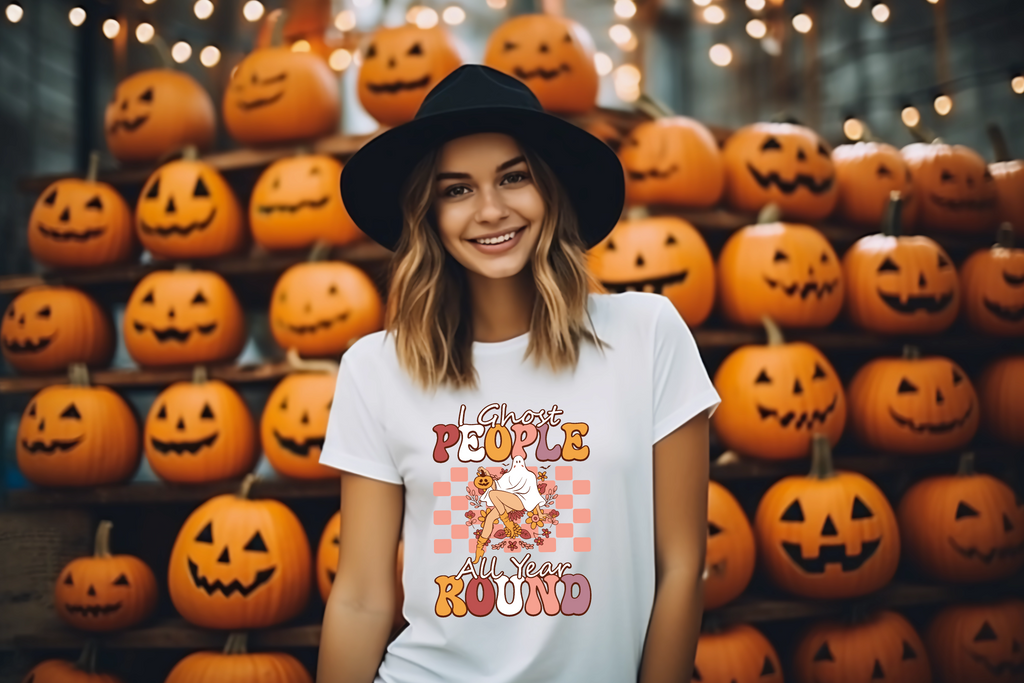 I Ghost People All Year Round Halloween Ladies Shirt