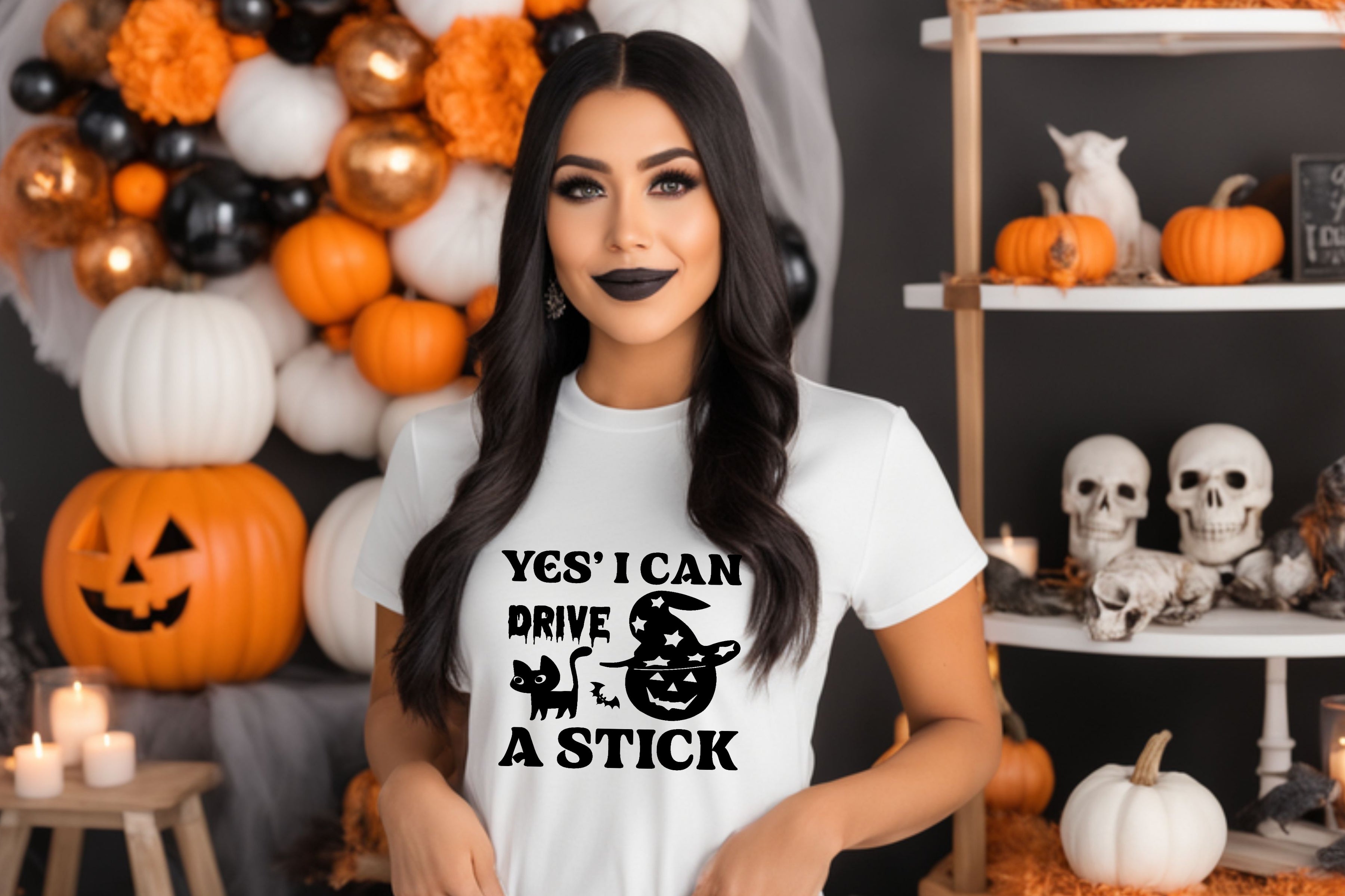 Yes I Can Drive A Stick Halloween Ladies Shirt