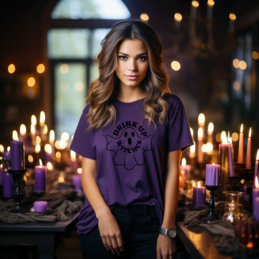 Drink Up Witches Halloween Ladies Shirt