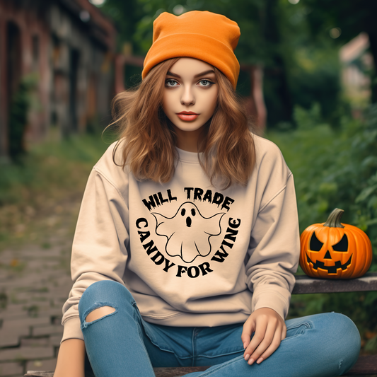 Will Trade Candy For Wine Halloween Ladies Shirt