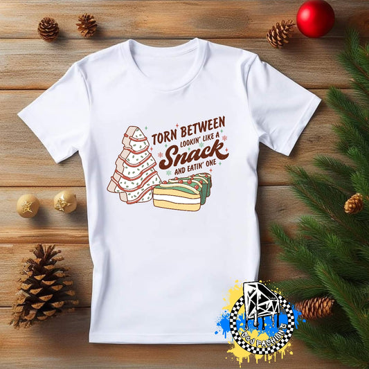 Torn between eating a snack and looking like one Cakes Christmas Boys Shirt Girls Shirt Ladies Shirt Mens Shirt