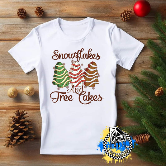 Snowflake and Tree Cakes Christmas Boys Shirt Girls Shirt Ladies Shirt Mens Shirt