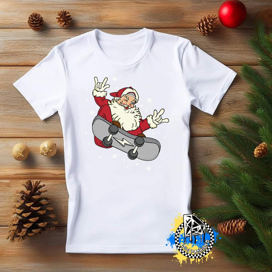 Skateboard Santa Christmas Boys Shirt Girls Shirt Ladies Shirt Mens Shirt