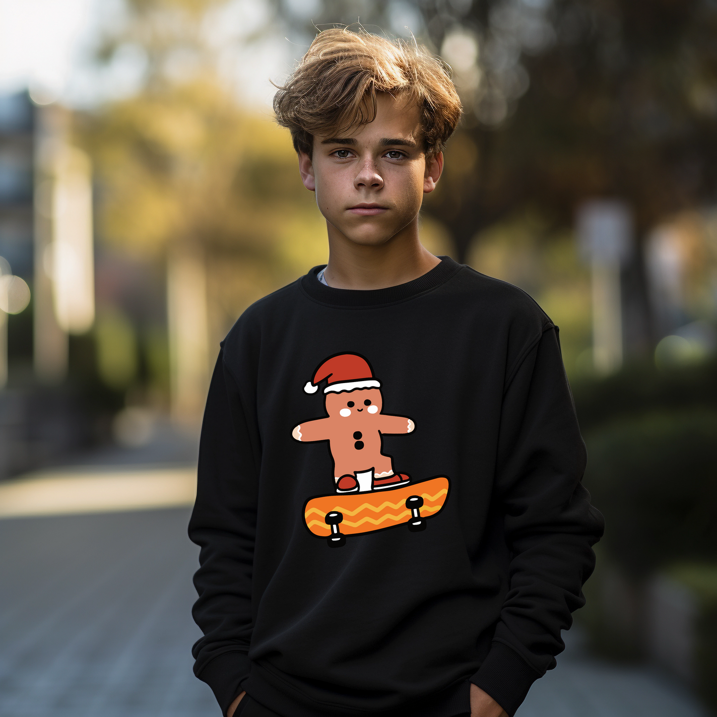 Skateboard Gingerbread Man Christmas Boys Shirt Girls Shirt Ladies Shirt Mens Shirt