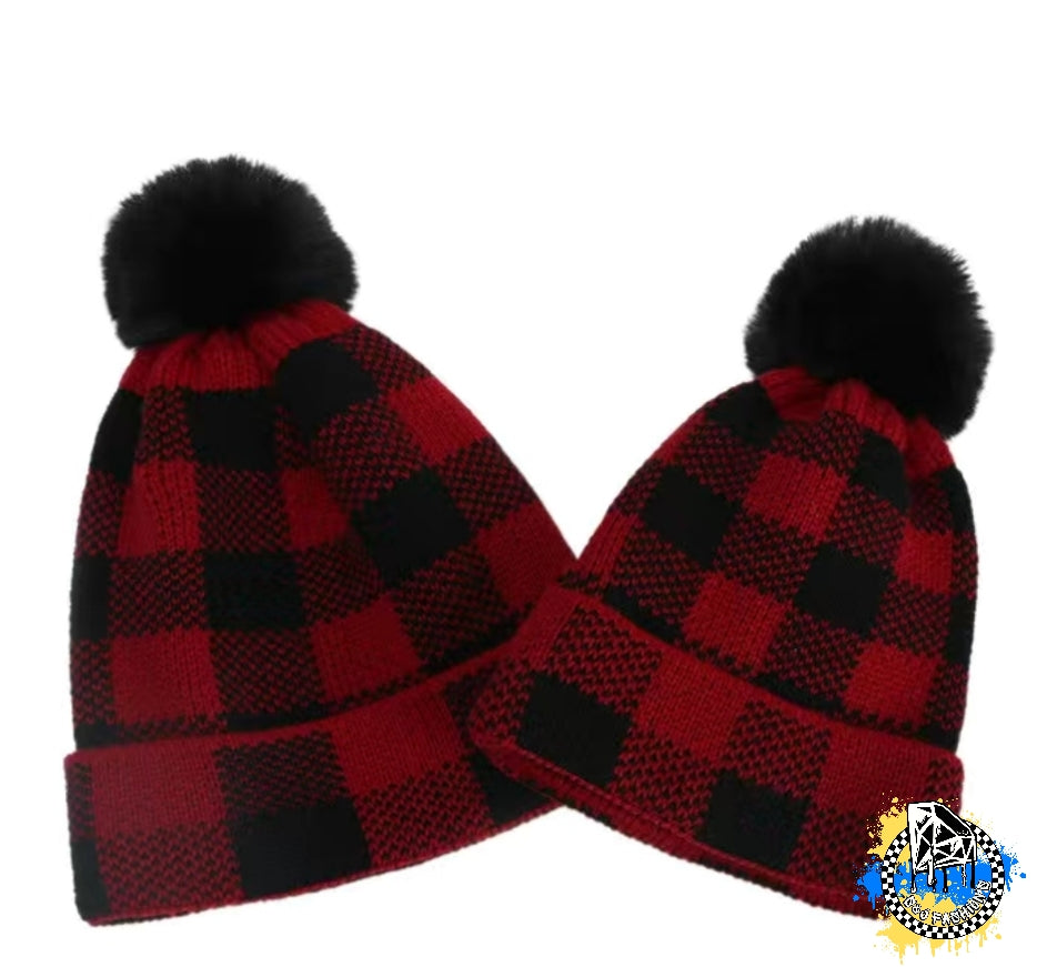 Buffalo Plaid Pom Beanie