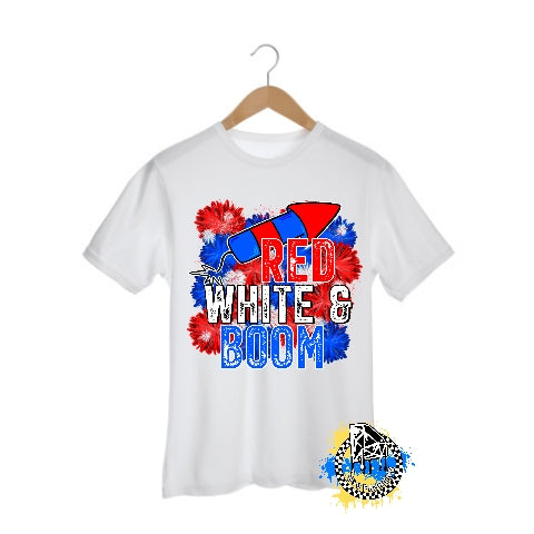 Red White & Boom 4th of July Mens Shirt Ladies Shirt Boys Shirt Girls Shirt