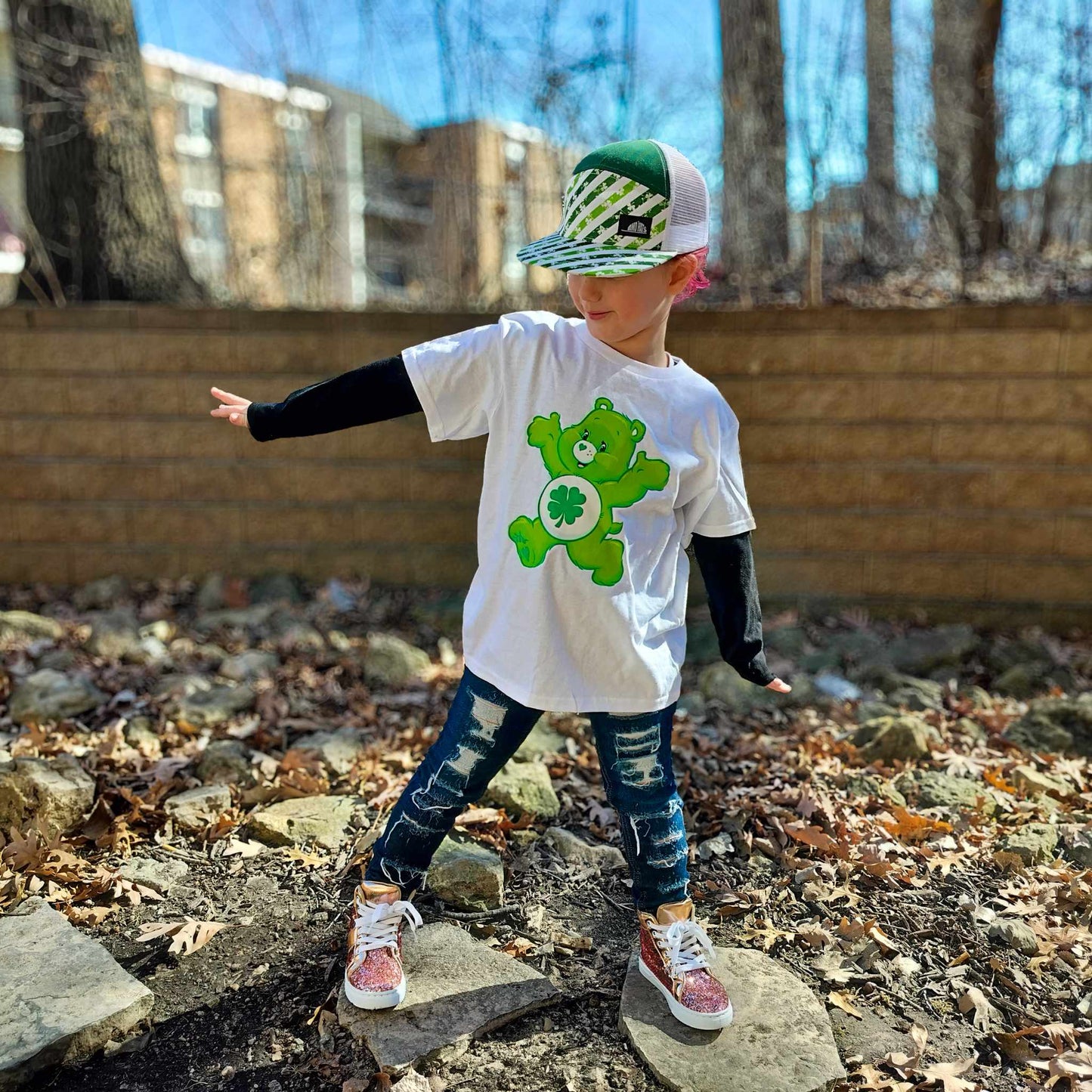 Lucky Care Bear St. Patricks Girls Shirt