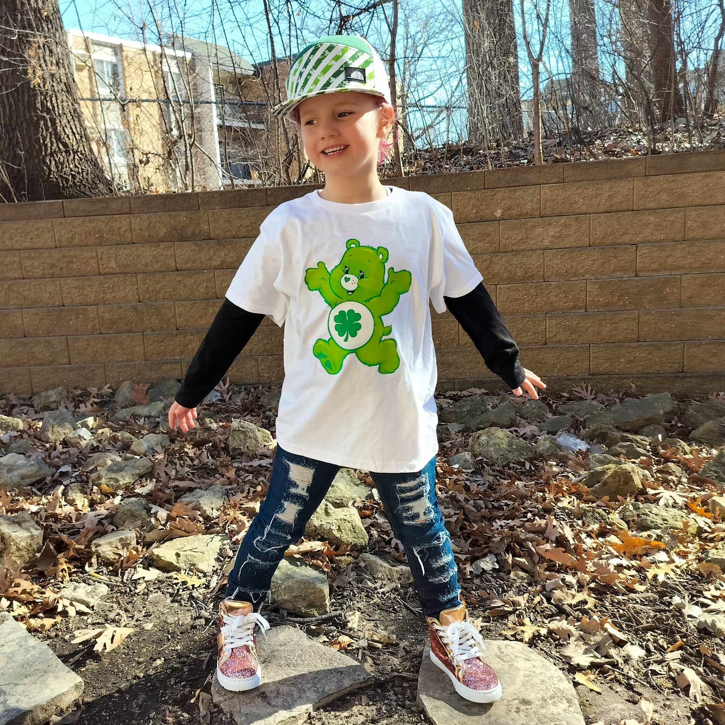Lucky Care Bear St. Patricks Girls Shirt