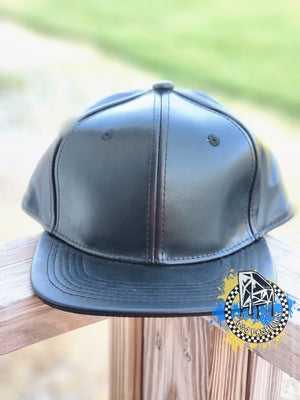 Faux Leather Snapback Hat