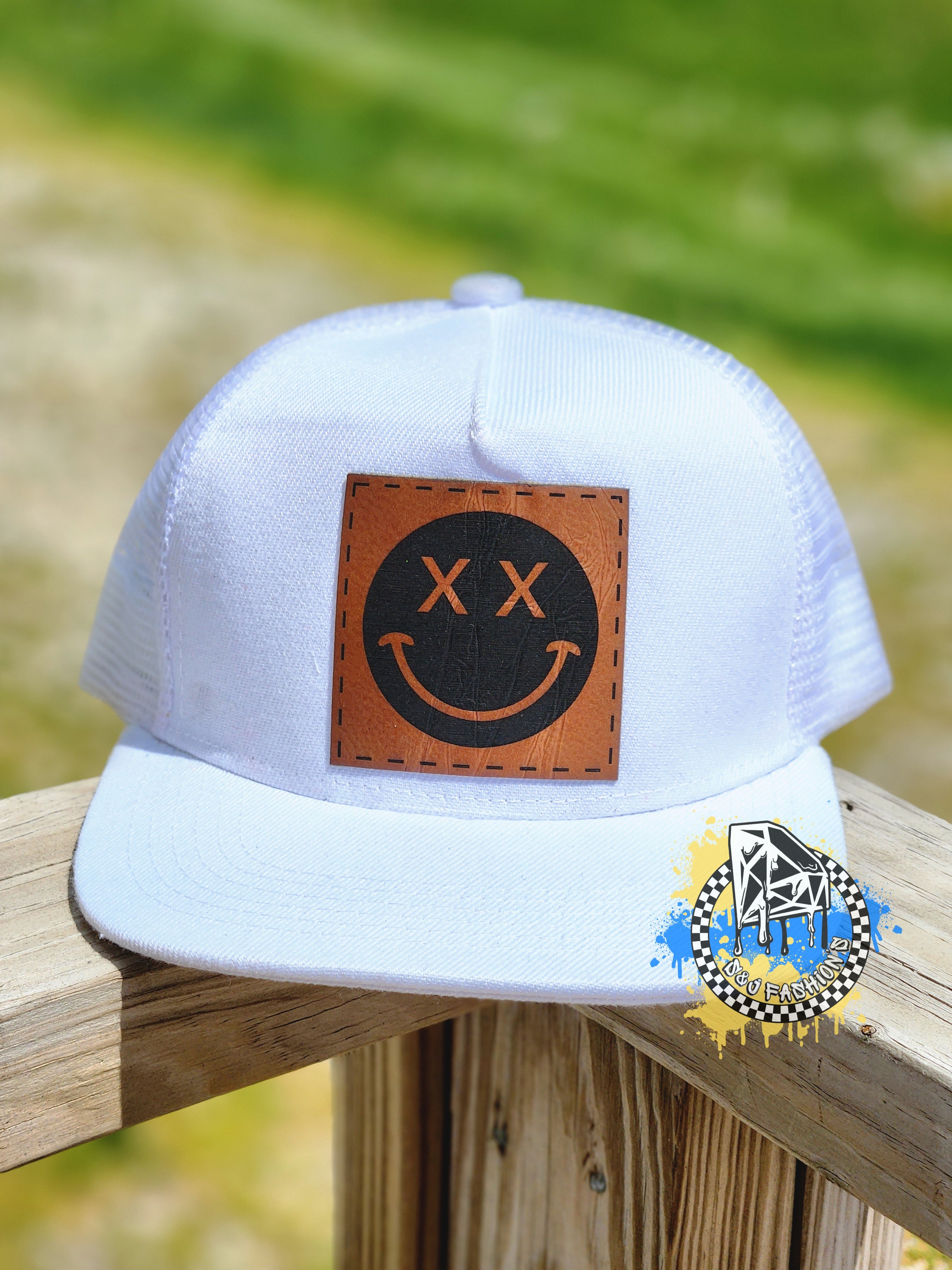 Smiley White Trucker Snapback Hat