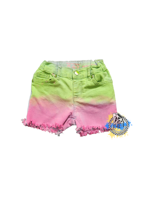 Neon Ombre Girls Distressed Jeans Shorts