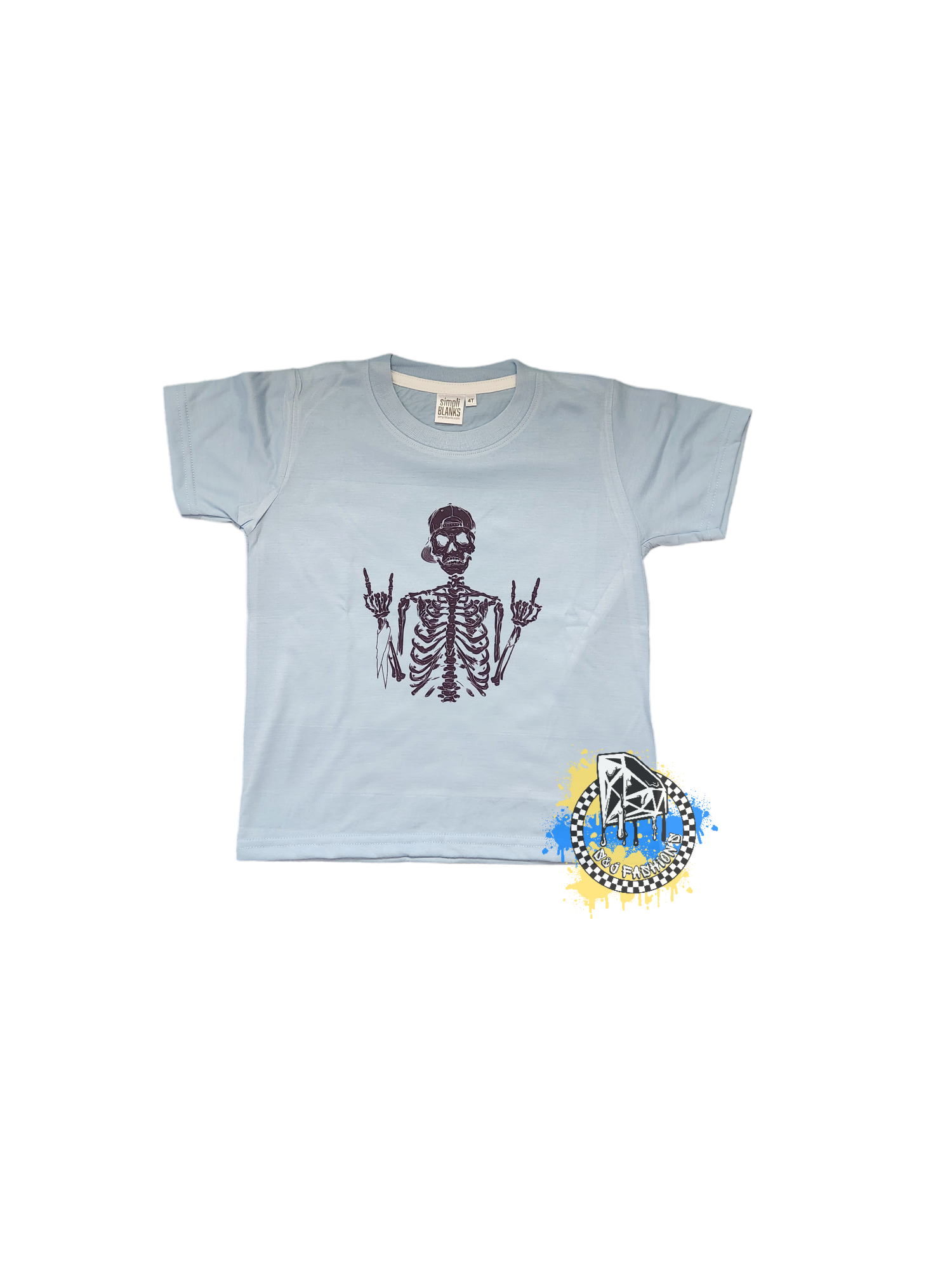 Rock and Roll Skully Skelton Boys Shirt Girls Shirt Ladies Shirt Mens Shirt