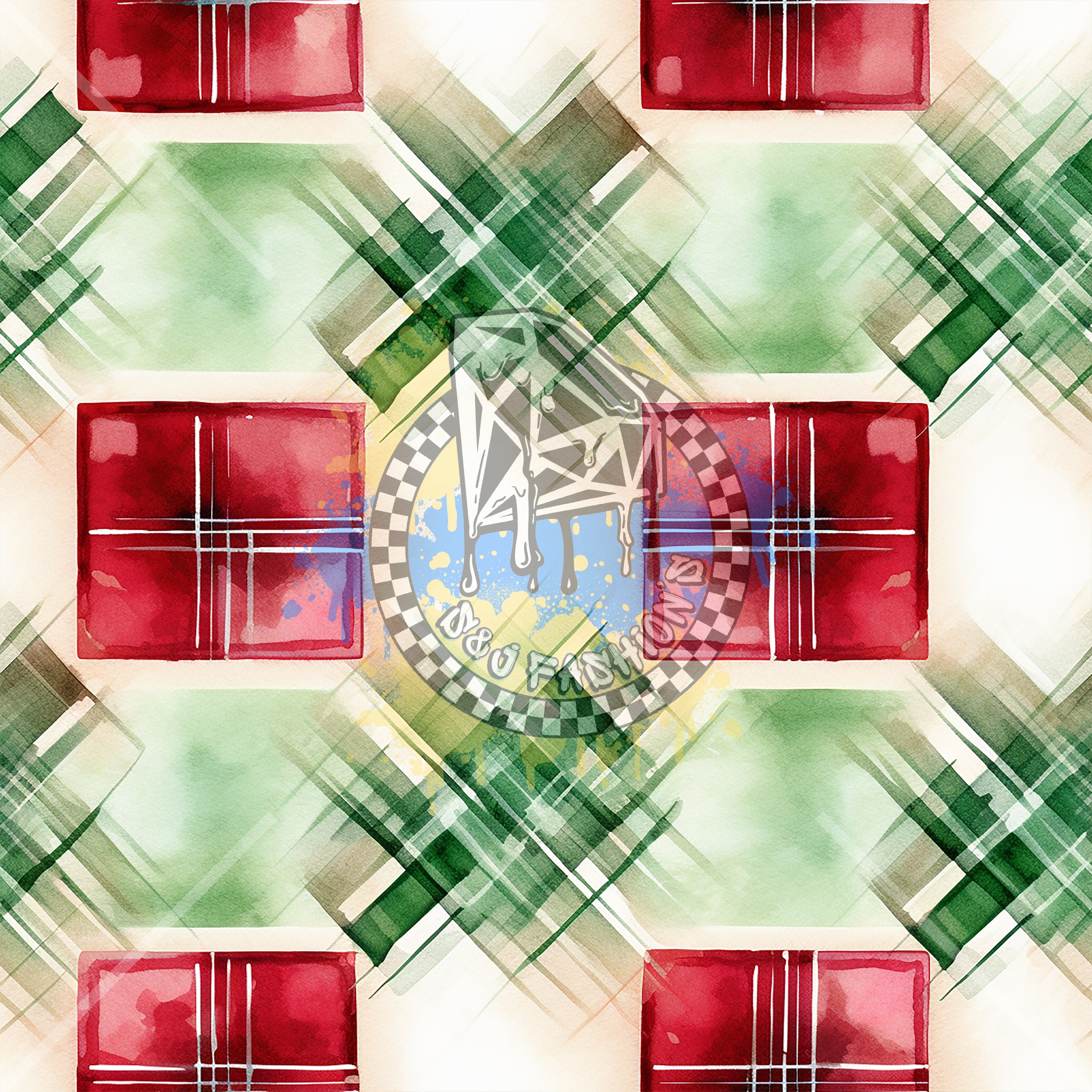 Water Color Plaid Christmas Handmade