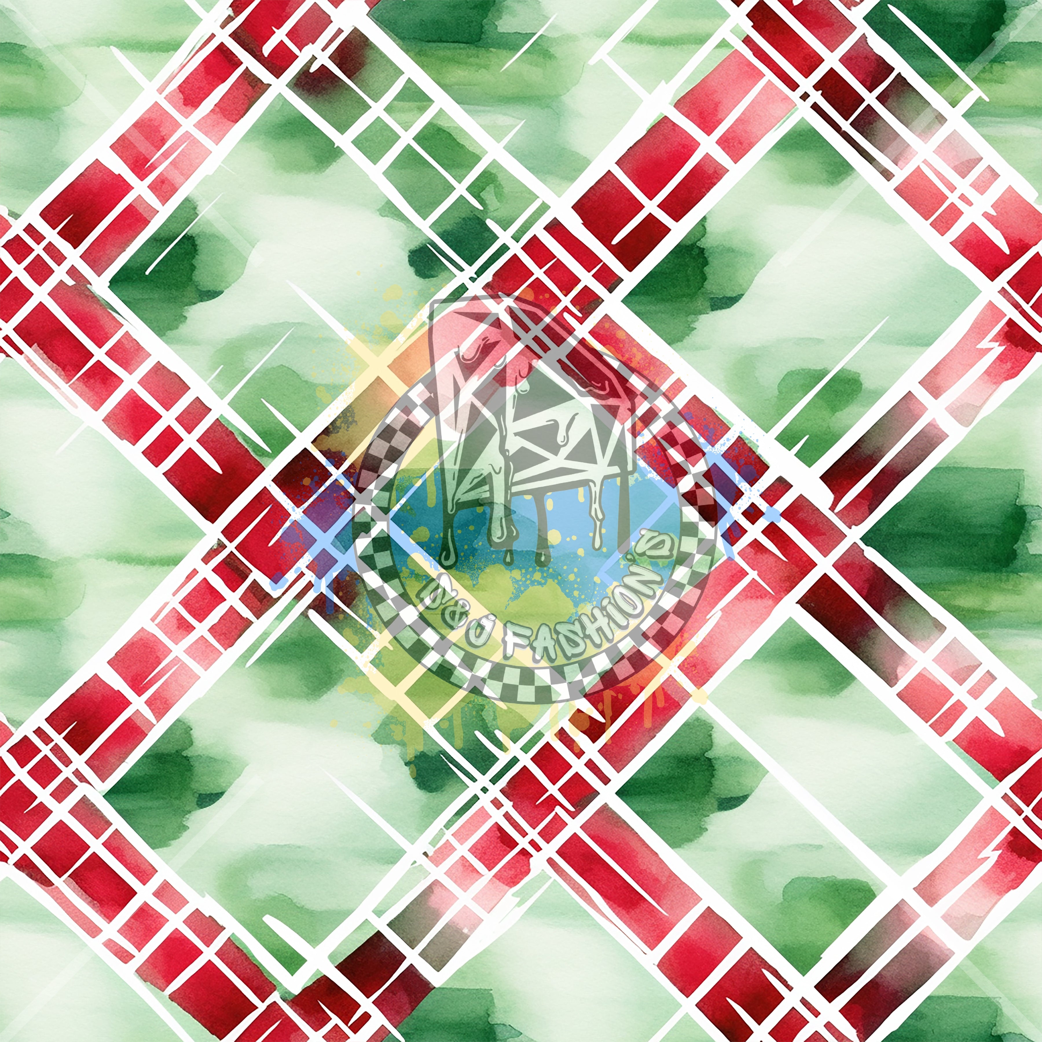 Water Color Plaid Christmas Handmade