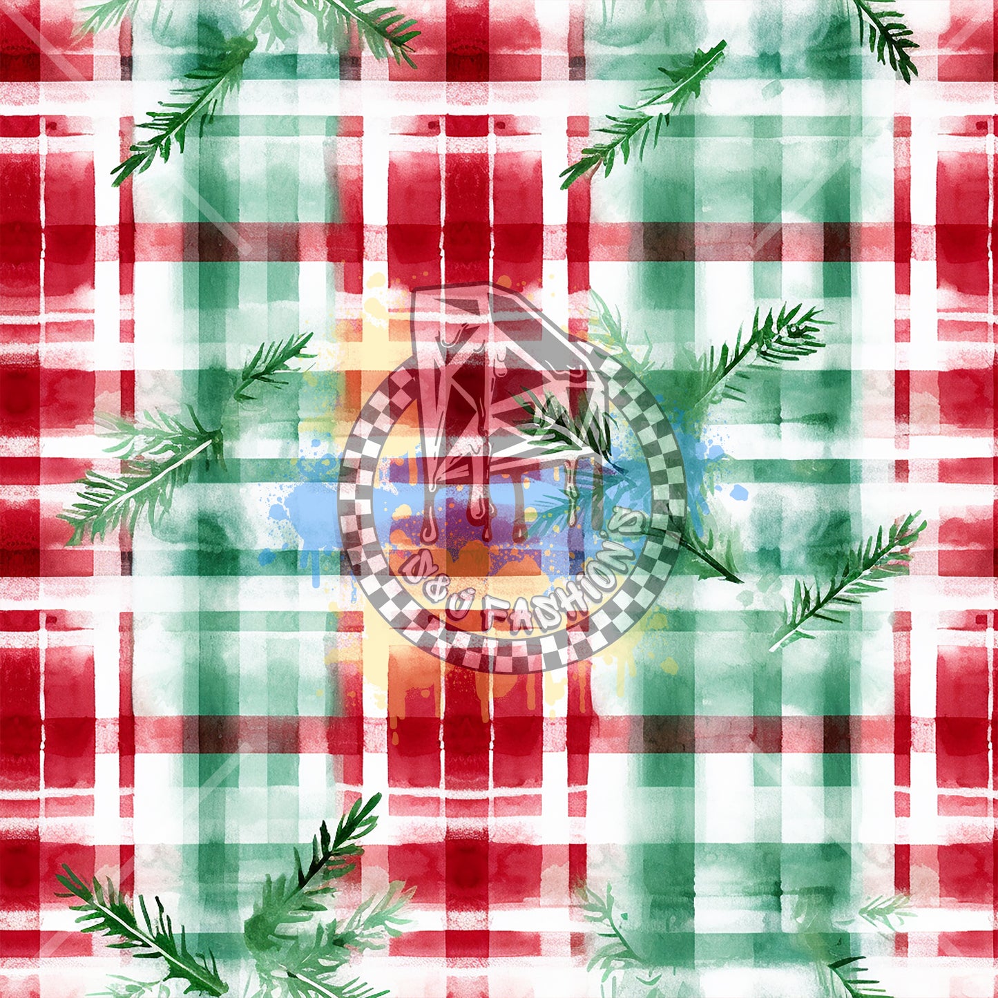 Water Color Plaid Christmas Handmade