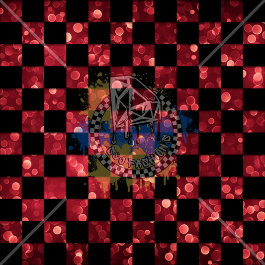 Red Glitter Checker Handmade