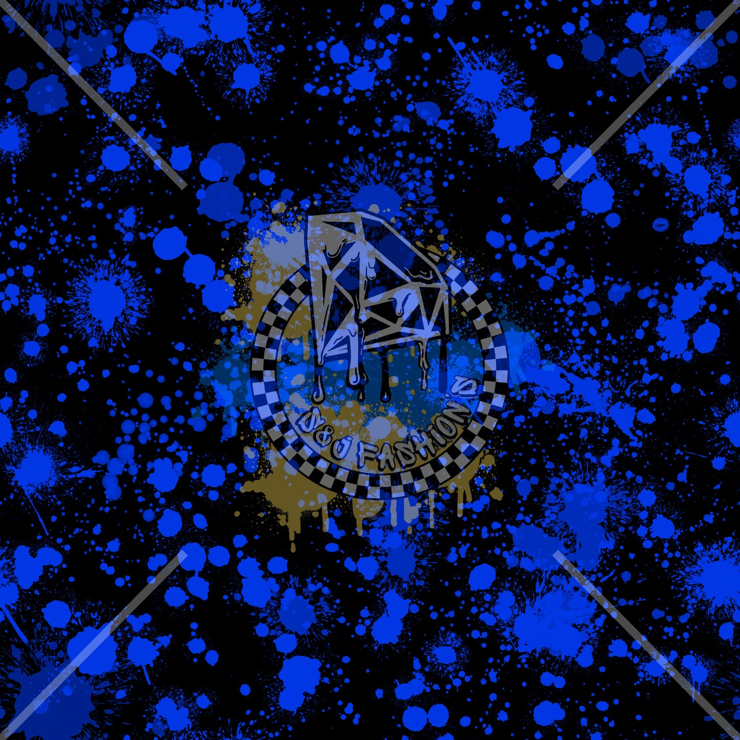 Black & Blue Splatter Handmade