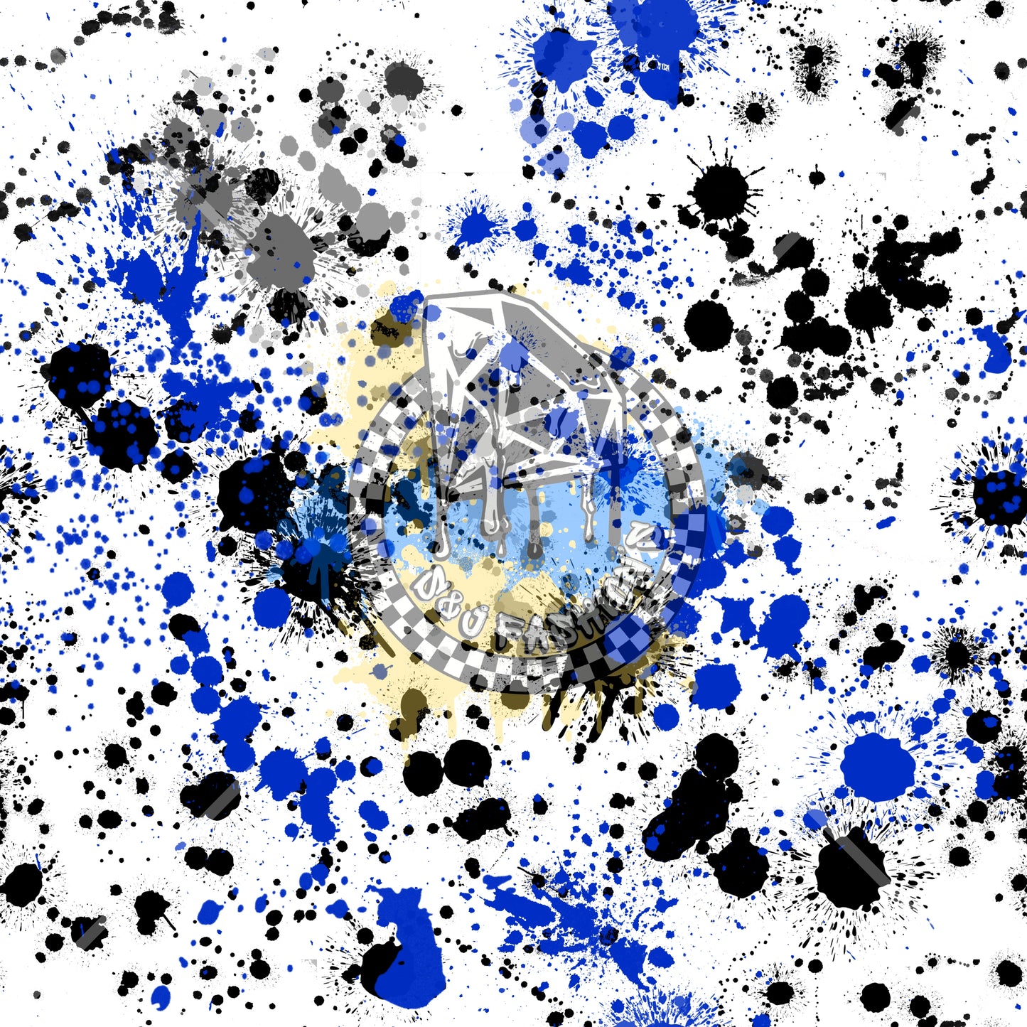 Blue & Black Splatter Handmade